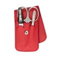 Erbe Solingen 3-delige Manicure Etui met Drukknoopsluiting Rood (ERBE9014)