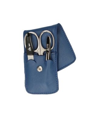 Erbe Solingen 3-delige Manicure Etui met Drukknoopsluiting Donkerblauw (ERBE9071)