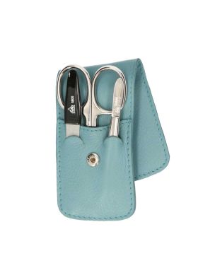 Erbe Solingen 3-delige Manicure Etui met Drukknoopsluiting Lichtblauw (ERBE9203)