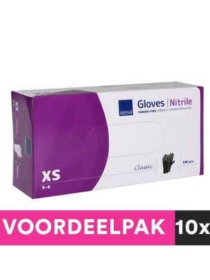 Abena Poedervrije Nitrile Handschoenen Maat Extra Small 100 stuks Zwart Voordeelpakket