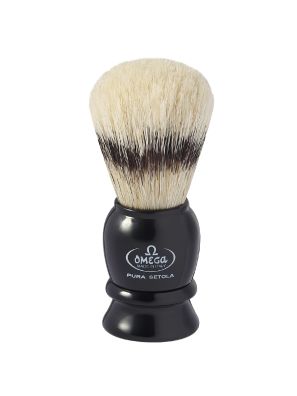 Omega Scheerkwast Varkenshaar Met Dassenhaareffect Zwart Handvat 9,5cm