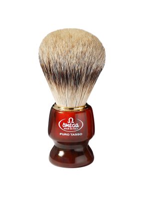 Omega Scheerkwast 100% Super Badger Resin Rood/Bruin Handvat 9cm