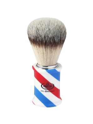 Omega Scheerkwast Hi-Brush Synthetisch Haar Met Dassenhaareffect Barber Pol Handvat 11cm
