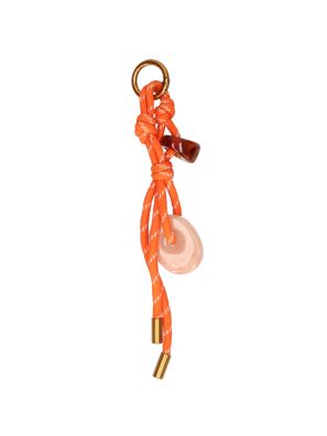 Bag Charm Oranje Met Roze Steen