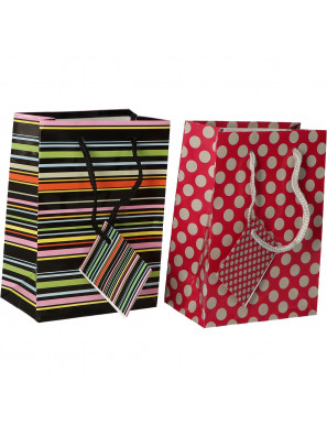 Luxe Cadeau Tasje Klein Streep/Stip Assorti