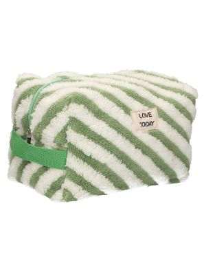 Toilettas Badstof Stripe Groen 23cm x 13cm