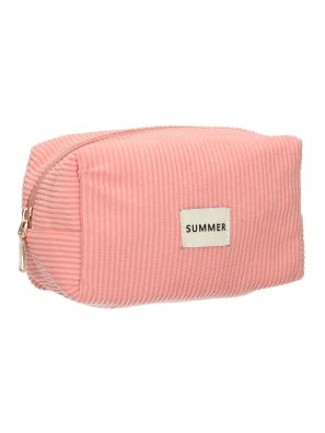 Beautybag Rib Waterdicht Roze 20cm x 11,5cm